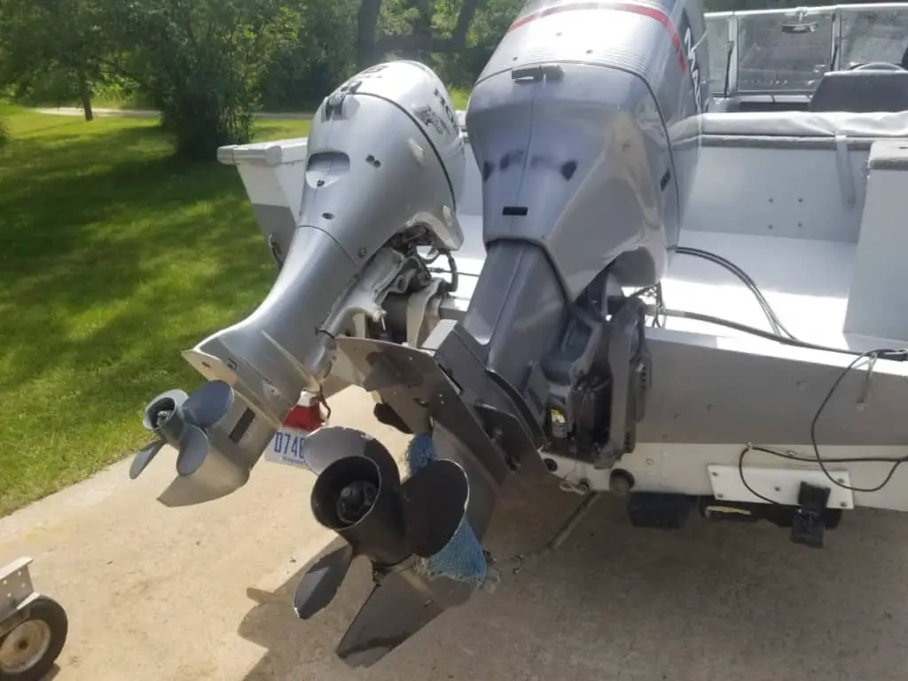 image of two of the author's outboard engines