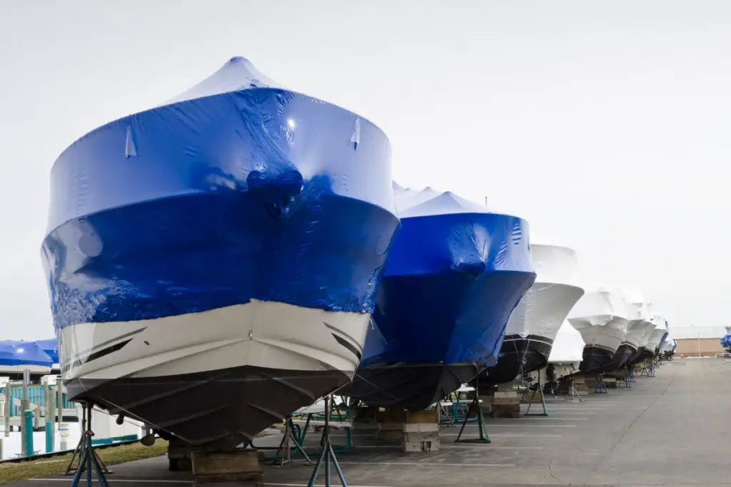 image of boats being stored for the off season