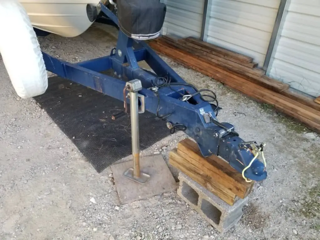 image of author's cuddy cabin boat trailer.