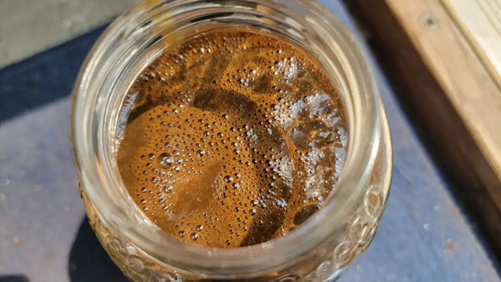 image showing oil from author's boat engine that looked like a chocolate shake.