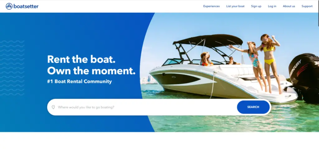 image of boatsetter.com booking page for renting a boat